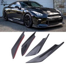 For Nissan GT-R R35 Carbon Fiber Front Bumper Canards Diffuser Lip Splitter Fin