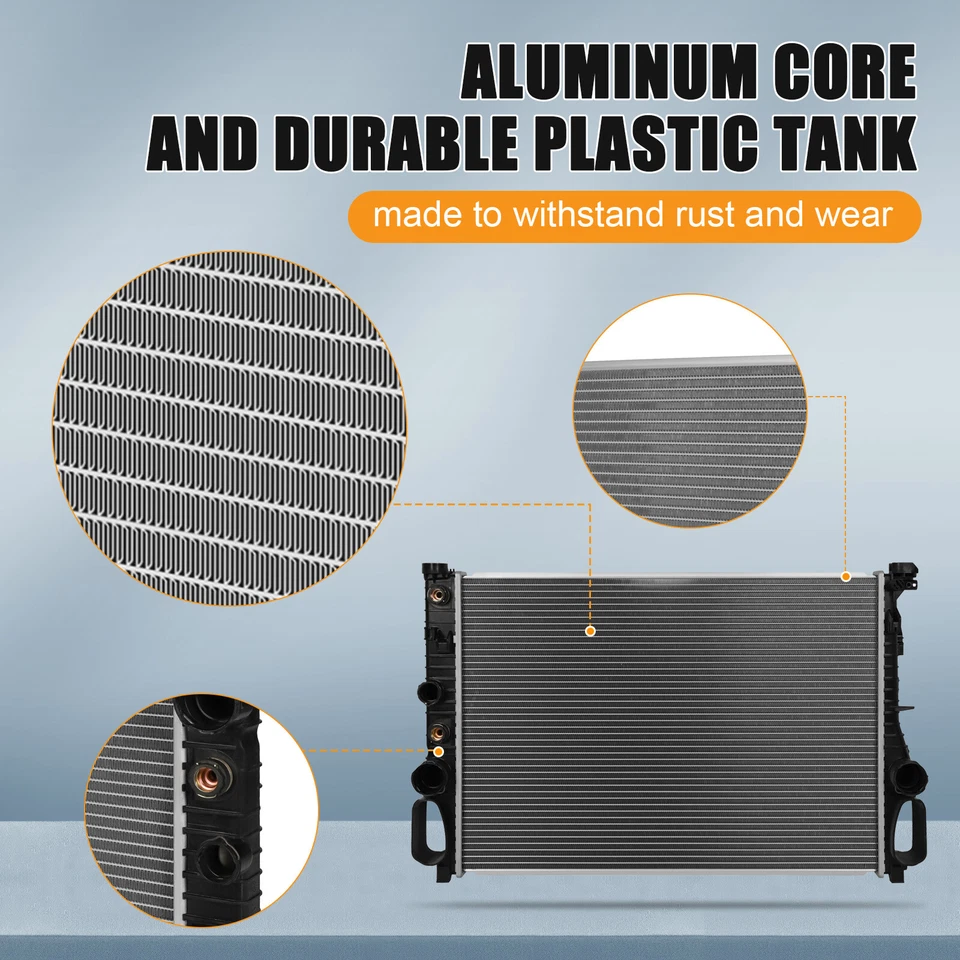 Radiador plateado para Mercedes-Benz E350 2006-2009 4 puertas 3,5 L V6 flujo cruzado Foto 4 de 4