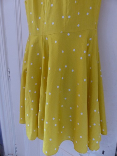 Gorgeous Boden UK14P fit and flare bright yellow dress, white dots, knee length - Picture 11 of 18