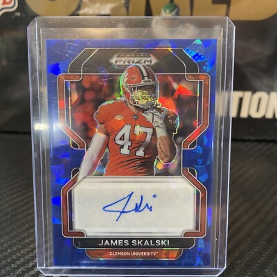 James Skalski /75 Auto Blue Cracked Ice 2022 Panini Prizm Draft