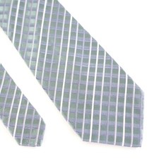 Kenneth Cole Reaction Green Gray Metallic Check Silk Tie