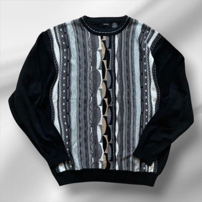 Coogi 90s 3D Knit Sweater Black Acrylic 2XL Vintage Condition Good 