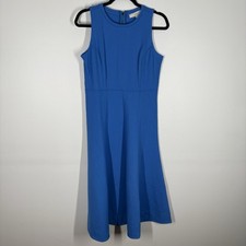 LOFT Women 6 Blue Sleeveless Fit & Flare Ponte Seamed Tank Midi Dress NWOT