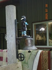 Vintage Cast Iron Dinner Hanging  Black Aviator Bell - Could be Ashley Belle