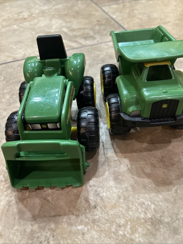 Lot of 2 Kids TOMY John Deere Plastic 7" Tractors Loader  & Dump Truck