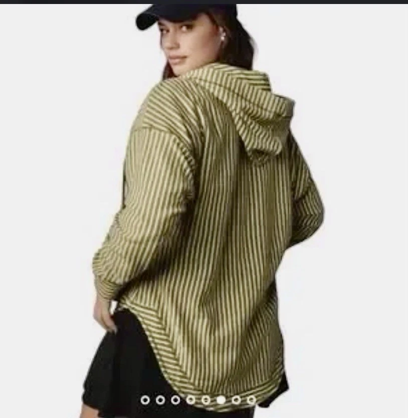 OFF WHITE Felpa con cappuccio Pilcro Anthropology Wharfside verde e panna a righe ? cotone XS