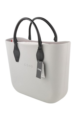 O BAG Damen Tasche OS hellgrau Innentasche Reißverschluss Doppelgriffe eckig Freizeit * - Bild 1 von 15