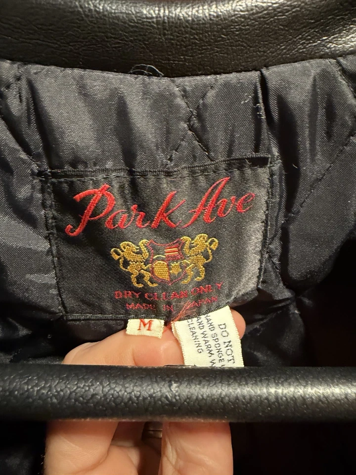 Jaqueta de Moto Vintage Park Ave Couro M Fabricada no Japão Listra Preta de Corrida - Imagem 2 de 3