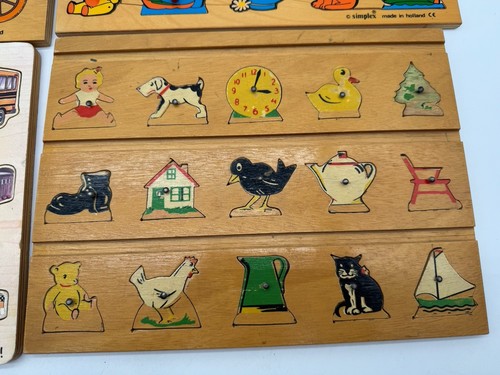 Vintage Lot of 4 Simplex Acre Toys Wooden Puzzle Animals Circus Vehicles Holland - Picture 5 of 8