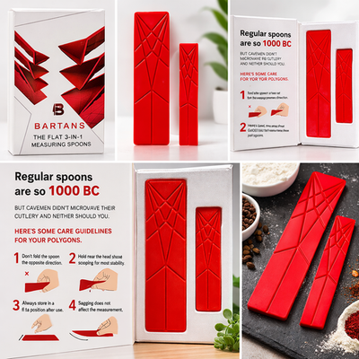 #ad #ad Bartans 3 in 1 Flat Measuring Spoon Set Foldable Magnetic Kitchen Tool Red $11.99