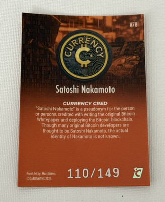 Satoshi Nakamoto #78  2025 Cardsmiths Currency Series 5 Beryl Gem - #110 / 149