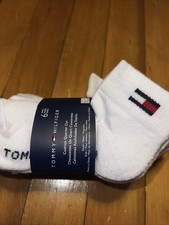 NWT 6-PAIRS PACK TOMMY HILFIGER CHILD SMALL WHITE QUARTER CUT SOCKS SIZE KIDS