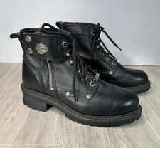 Harley Davidson Boots Womens 8 Black Leather Motorcycle Riding Zip   style 84207