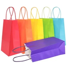 Gift Bags Mini Kraft Paper Bags with Handles (4 x 2.4 x 6 in, Assorted, 25 Pcs)
