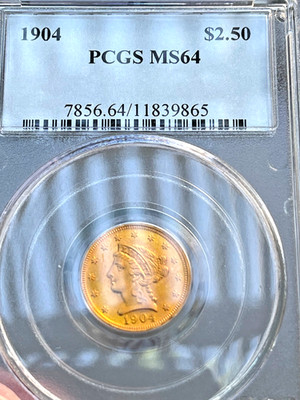 US-1904 Gold $2.50, Quarter Eagle, Liberty Head, PCGS MS64