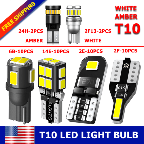 20X Super White T10 194 168 W5W 2825 LED License Plate Interior Light Bulb 6000K - Picture 1 of 28