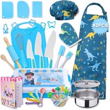 Kids Cooking Set Baking Pretend Play Apron Chef Hat