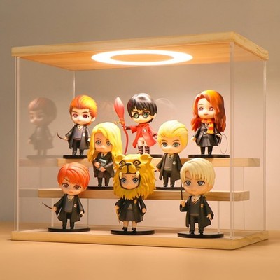 LASOA Acrylic Display Case with Adjustable LED Lights, 3 Tier Clear Display B...