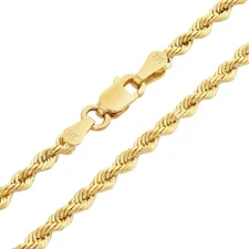 14k Yellow Gold Solid 2mm Diamond Cut Rope Chain Necklace Mens Womens 18"