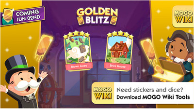 Monopoly GO Golden Blitz Stickers - Brick House Set 24 Both