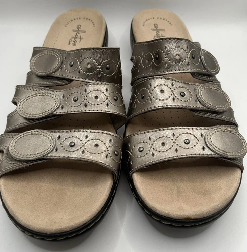 Sandali donna Clarks Leisa Cacti Q rosa metallizzato comodi pelle slides 11