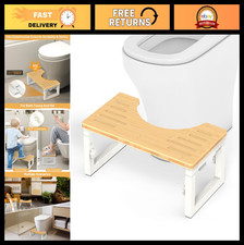 Foldable Bamboo Toilet Stool - Adjustable 6"  7" Height, Portable Potty Foot St