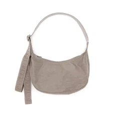 BAGGU Small Nylon Crescent Bag, Crossbody 51" Strap, Dove (taupe)
