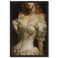 Elegant Lady Portrait Framed Canvas Print Vintage Wall Art