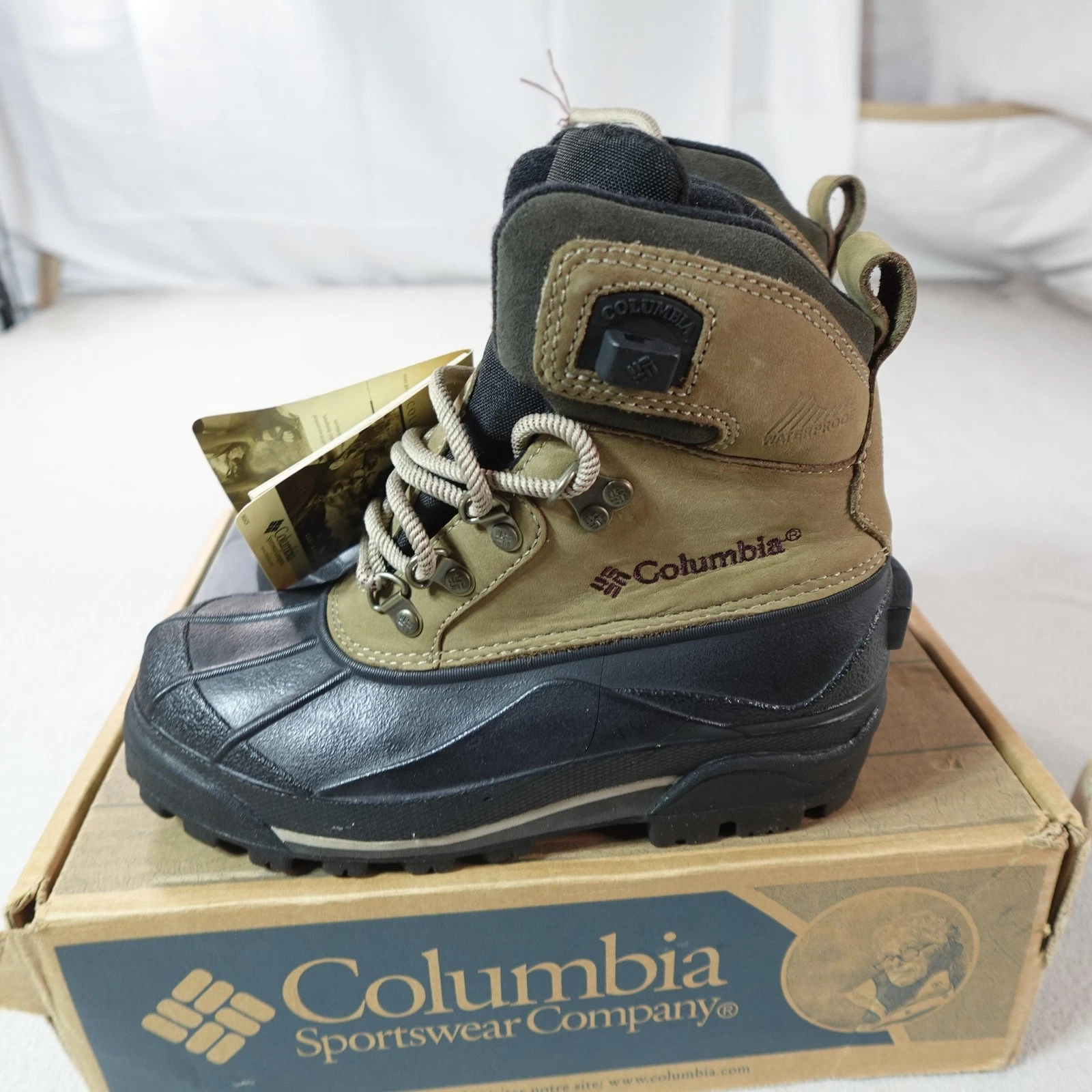 Columbia Bugabootoo Boots Womens Size 7 Brown Leather Waterproof Winter Snow