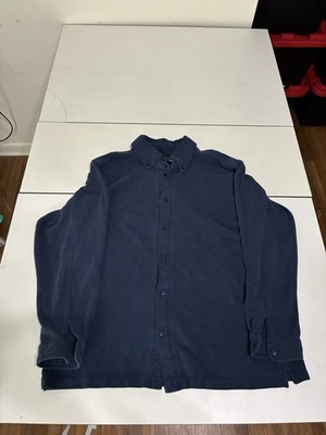 Vintage Nike Golf Shirt Large Blue Flannel Preppy Button Y2K Sportswear Retro