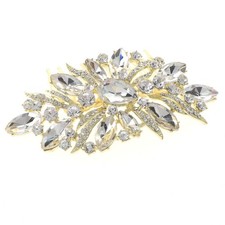 Gold Tone Metal Hair Comb With Rhinestone H3866-GCRY