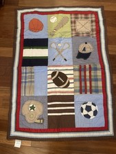 Pottery Barn Sports Junior Varsity Nursery Quilt , Bed Skirt  2crib sheets