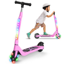 Electric Scooter for Kids 80W Pink 5.3" LED Light-Up Wheels Adjustable Handlebar