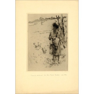 ROYER Henri-Paul - Original engraving ''Jeune fille'' 48x33cm