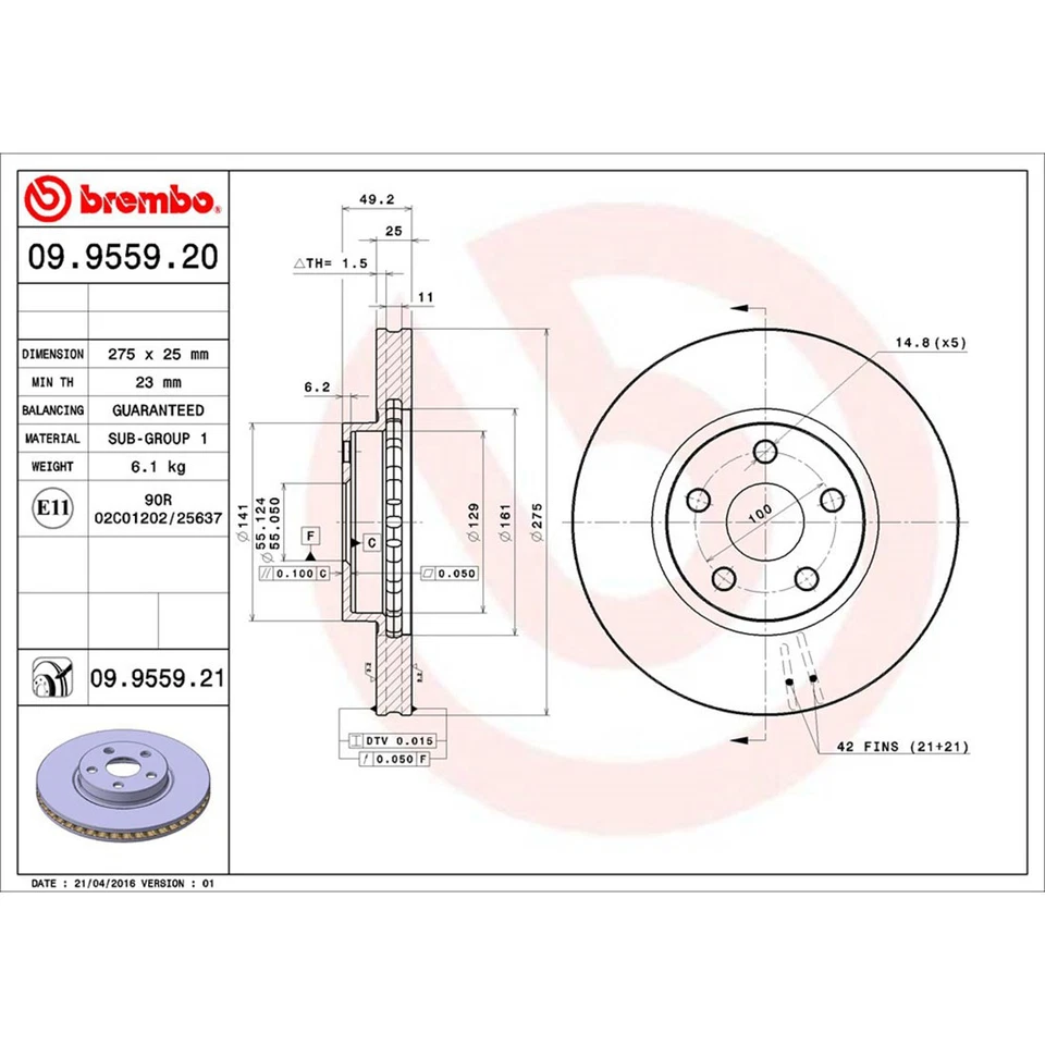 Juego de pastillas de freno de disco delanteras Rotor de freno de disco Brembo para Toyota Celica 2000-2000 Foto 4 de 4