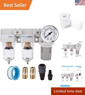 Robust 1/4'' NPT Piggyback Air Filters with Pressure Regulator & Drainage System