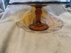 VTG Indiana Glass Amber Teardrop Pattern Scalloped Edge Pedestal Cake Stand  — photo 2