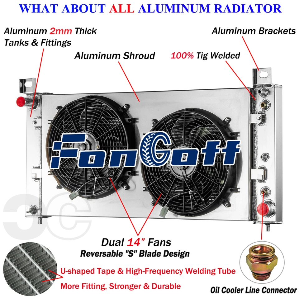 4 Rows Radiator & Shroud Fan For 1999~2013 Chevy Silverado GMC Sierra 1500 2500 Foto 2 de 4