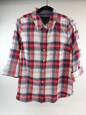 Tommy Hilfiger Shirt Women s Small - Blue Red Cotton Button Down Logo - NWT