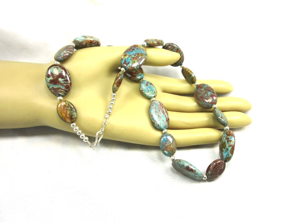 Crisocola, Collar de Plata de Ley, Piedra de Comunicación, #N1A Foto 4 de 4