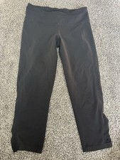 Athleta Women Athletic Capri Leggings Sz Small Ruched Black A2