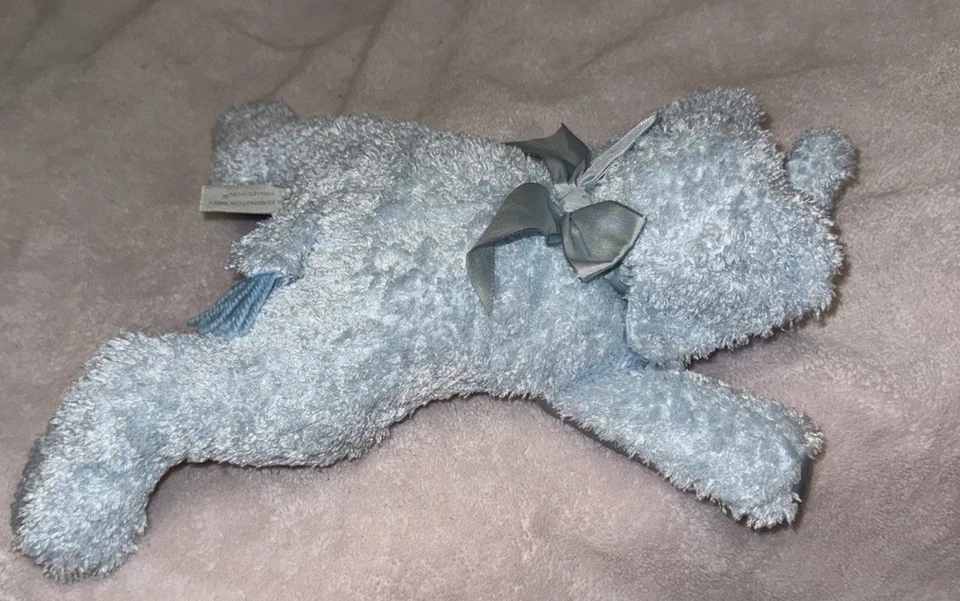 The Bearington Collection Blue Elephant Plush Lovey Satin Back Flat Baby Toy - Image 3 of 4