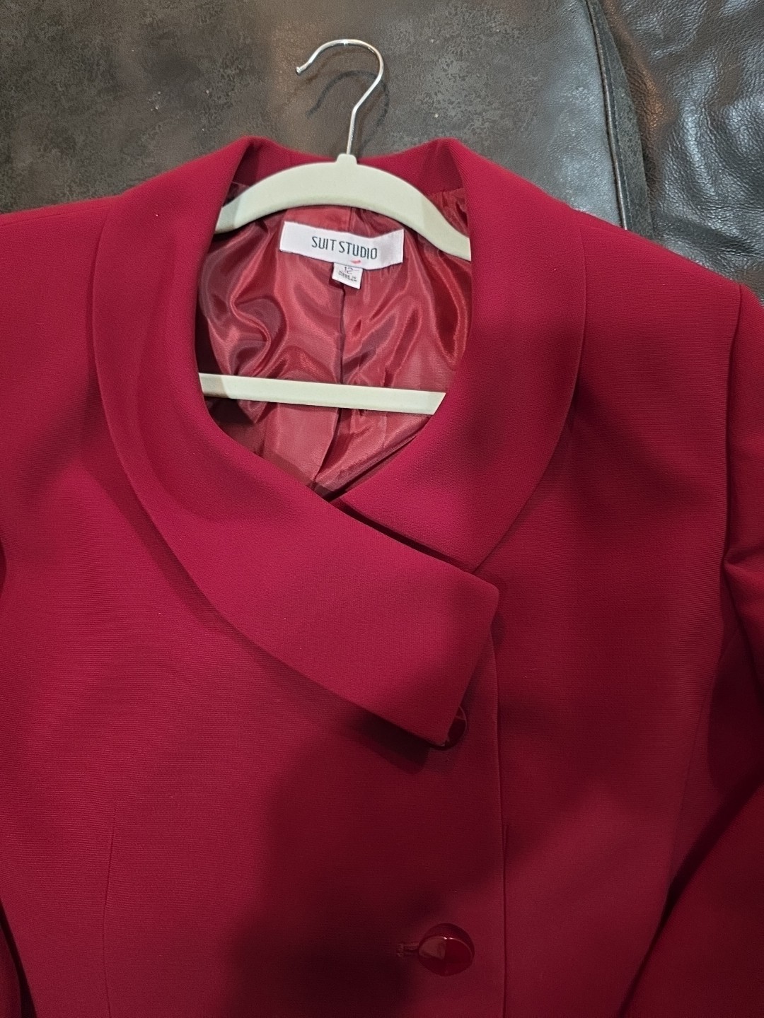 Suit Studio Women's Ruby Red 100% Polyester 1Piece Jacket Suit Size 12 