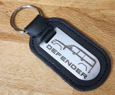 Neuer personalisierter Schlüsselanhänger Land Rover Defender-Stil. Leder & Edelstahl