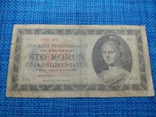 🇨🇿 Czechoslovakia 100 korun 1945   P-67a  Banknotes 122525-3