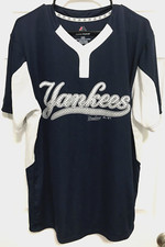 NEW YORK YANKEES Men Navy Pullover Cool Base Button Baseball Jersey L Majestic