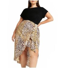 River Island Knot Front Animal Print Skirt US 22