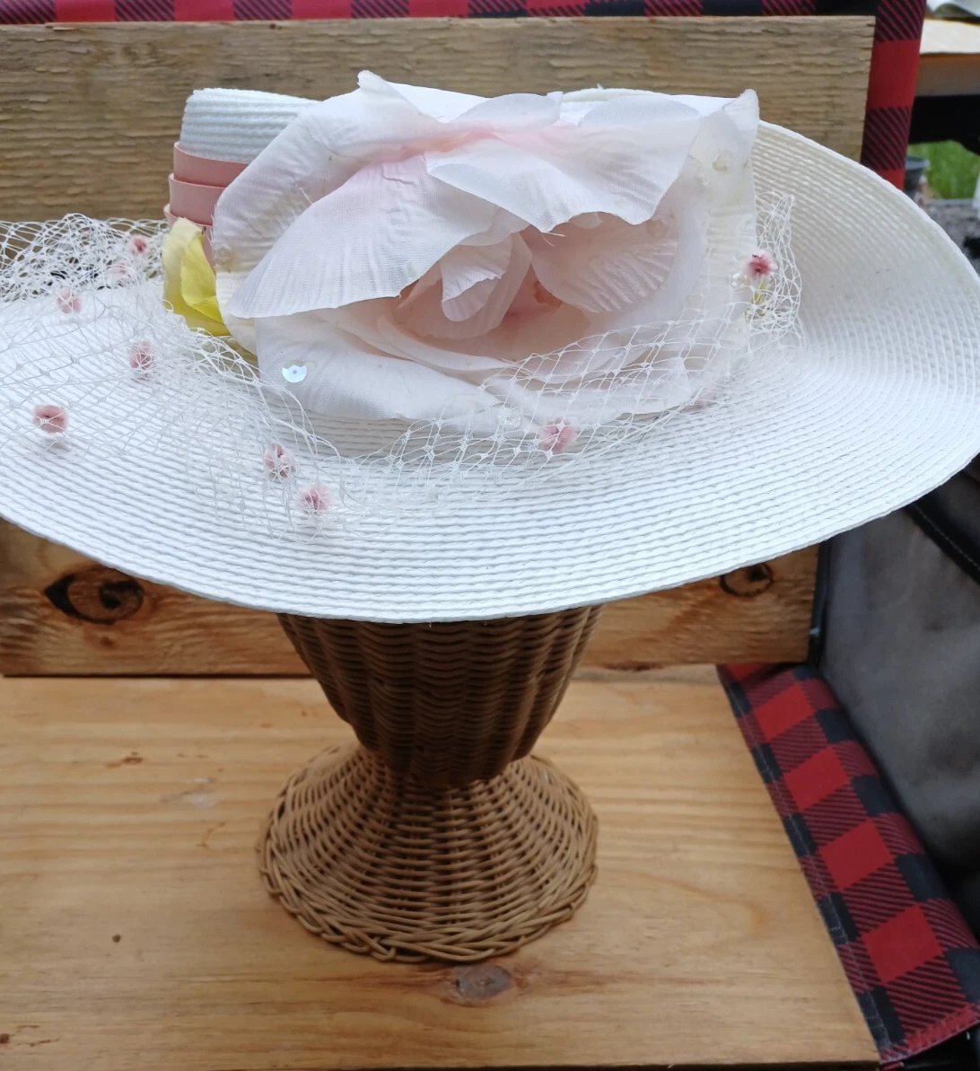 Wide Brim White Vintage Hats for Women for sale | eBay