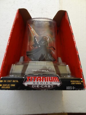 STAR WARS DARTH MAUL TITANIUM SERIES DIE CAST MODEL IN  DISPLAY CASE.