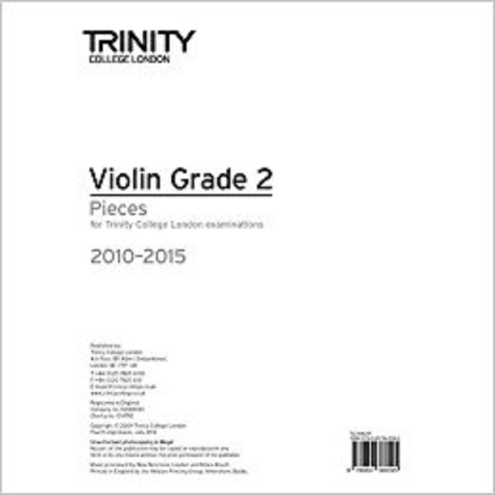 Violin Grade 2 Pieces Trinity Guildhall 2010-2015 Violin Part Only Book ''
